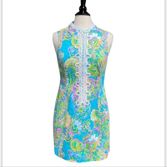 Lilly Pulitzer Shorely Blue Double Trouble Alexa Shift Dress Size 2 - Picture 2 of 7